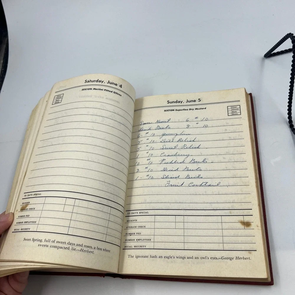 Vtg 1955 John Sexton & Co Desk Diary Cookbook 34th Edition Restaurant Ephemera